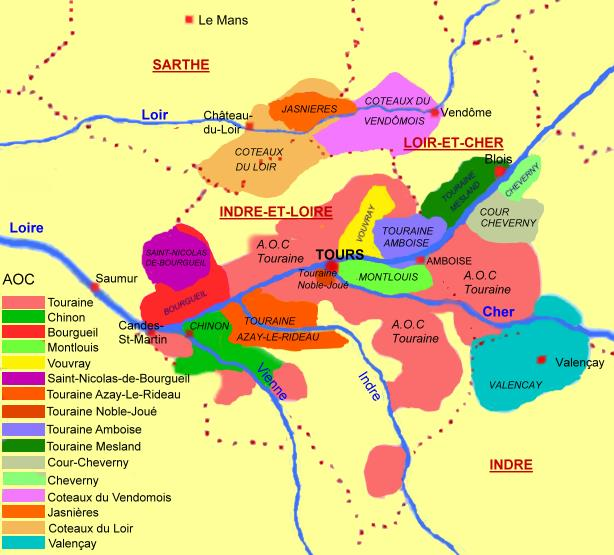 carte des vignobles Touraine